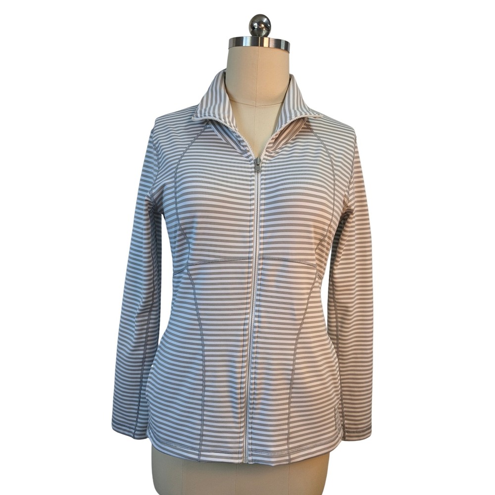 Reebok sz XL womens striped full zip athletic track Jacket  stretch